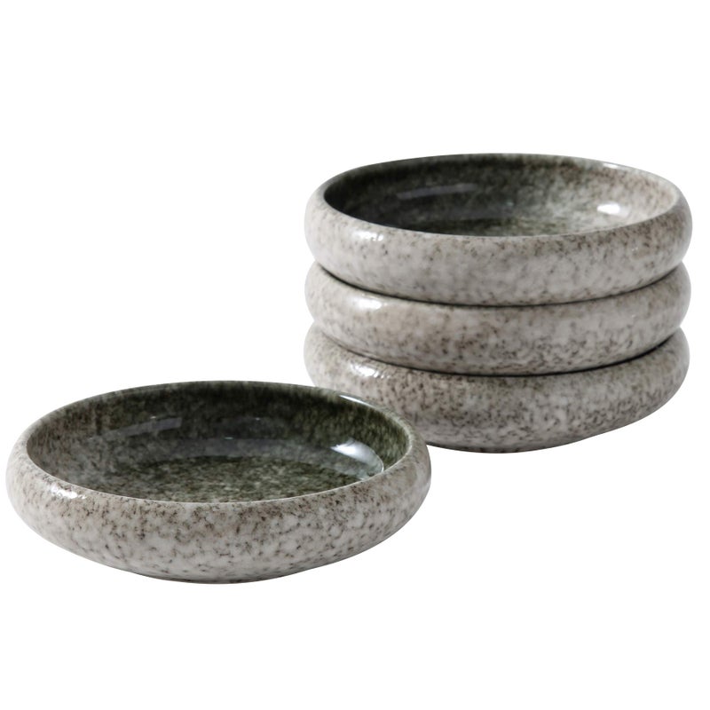 Uaral Salad Plate Appetizer Plate Stoneware Serving Dishes,Japanese Dish Set of 4,5.5 inch 14 oz (Emerald Green) - Image 1