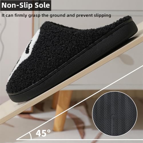 V OPXIN Halloween Slippers for Women Men Pumpkin Spooky Ghost Slippers Cozy Plush Warm Slip-on House Slippers Shoes for Indoor Outdoor Halloween Gifts - Image 4
