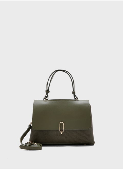 Metal Trim Detail Satchel Bag