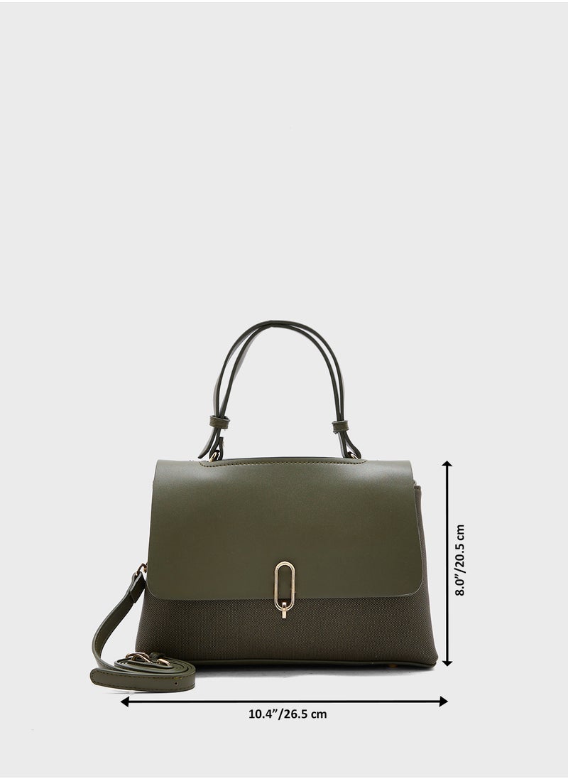 Metal Trim Detail Satchel Bag