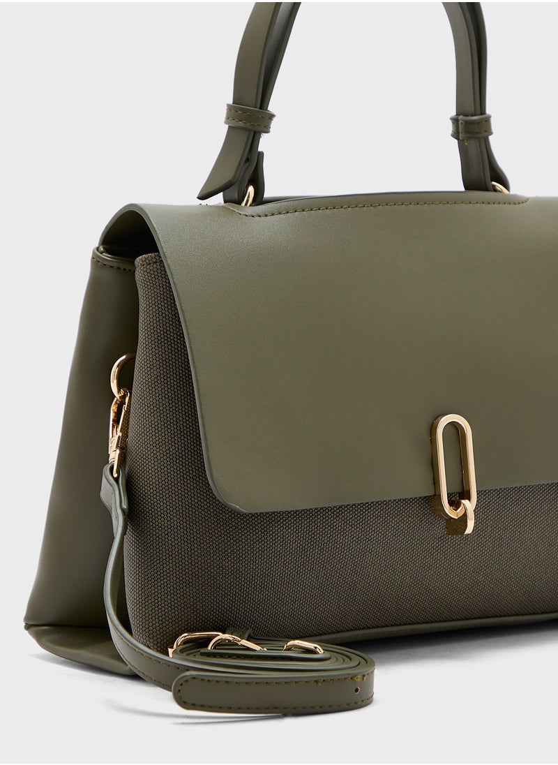 Metal Trim Detail Satchel Bag