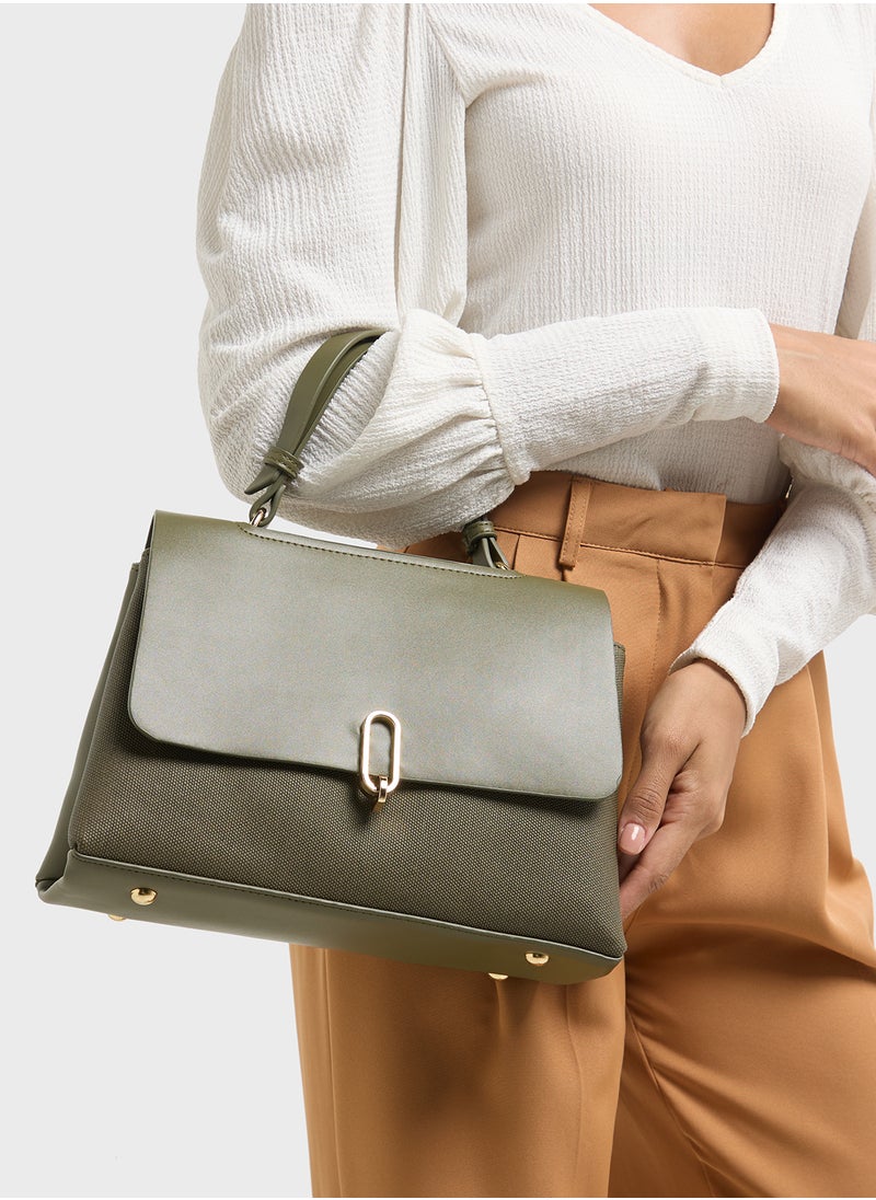 Metal Trim Detail Satchel Bag