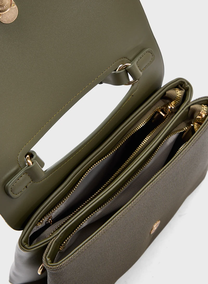ELLA Metal Trim Detail Satchel Bag