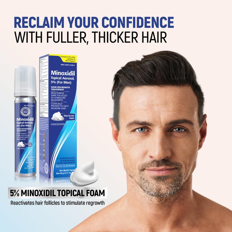 Taro Minoxidil Topical Aerosol Foam, 5%, Hair Regrowth 4 Months Treatment for Men, 2.11 oz (4 Pack) - Image 2