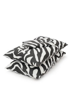 Home of linens Duvet Cover Set - 3 Pieces for Single Bed - 1  Duvet Cover (185cm*235cm) + 2 Pillow Cases (50cm*70cm) - 100% Egyptian Cotton -Zebra  - Image 3