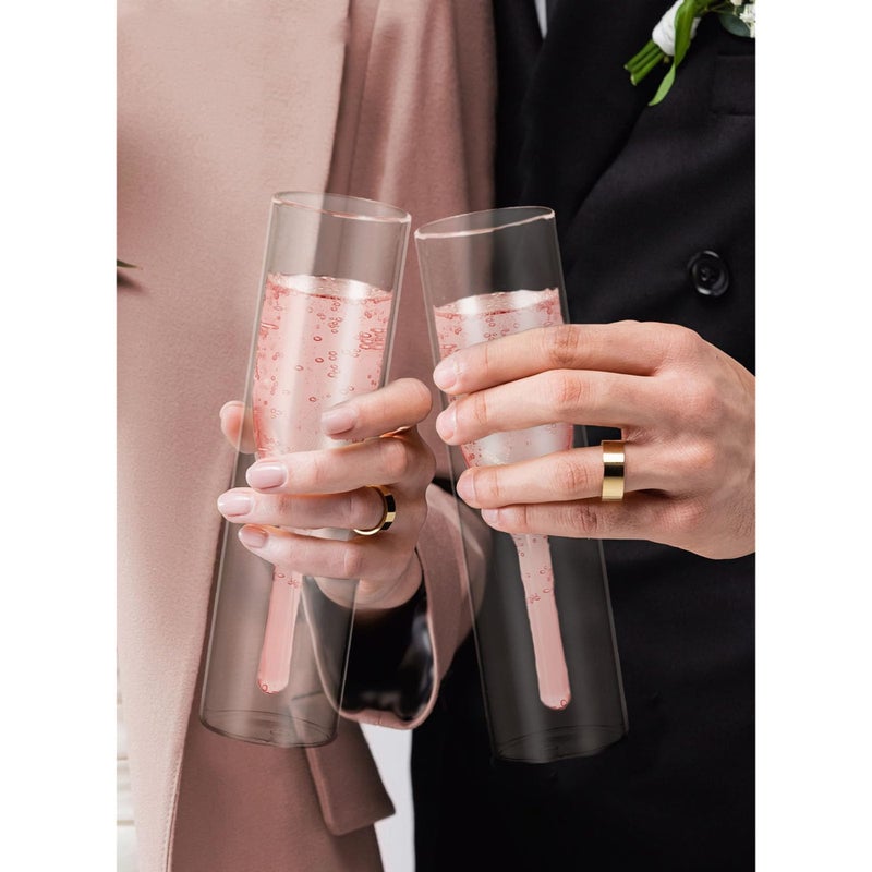 SOLARAE Stemless Champagne Flutes Crystal Glasses 4 Pcs Double Walled Crystal Champagne Flute Glasses Stemless Clear Glass Cups Hand Blown Toasting Glasses for Wedding Gifts Parties Family - Image 5