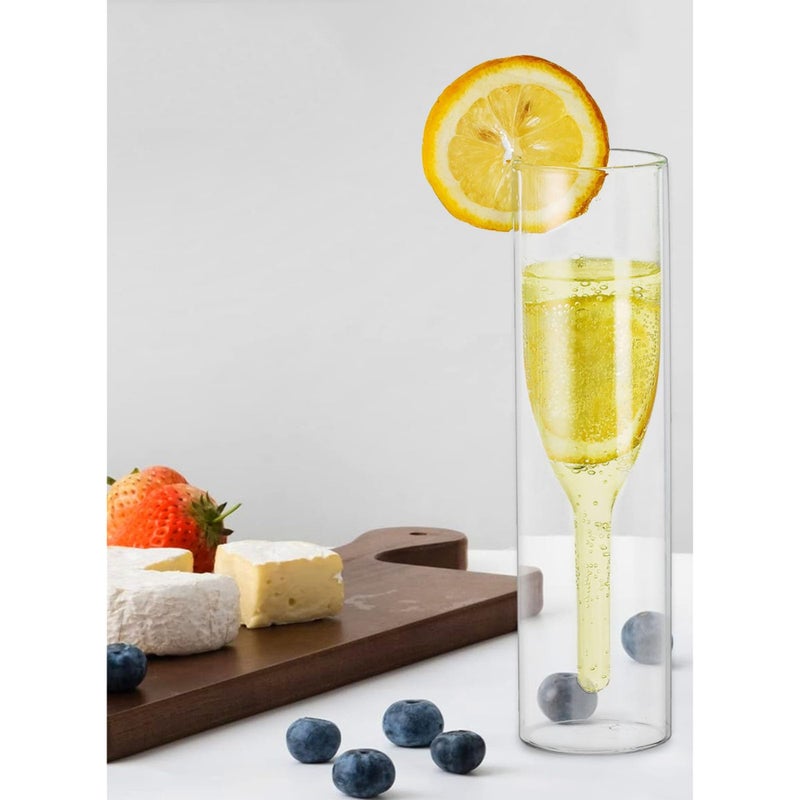 SOLARAE Stemless Champagne Flutes Crystal Glasses 4 Pcs Double Walled Crystal Champagne Flute Glasses Stemless Clear Glass Cups Hand Blown Toasting Glasses for Wedding Gifts Parties Family - Image 4