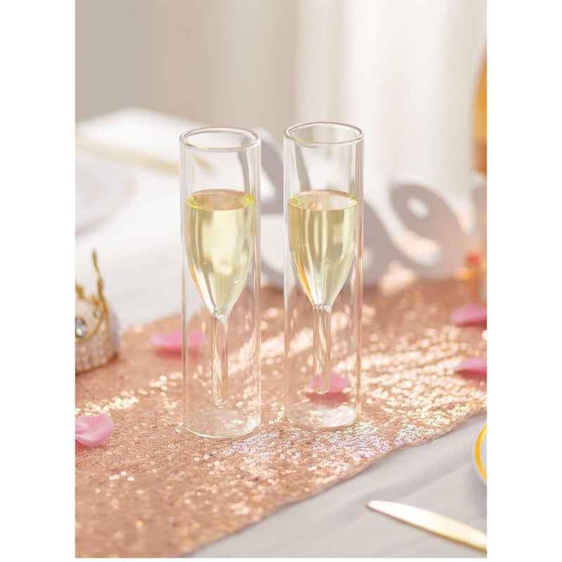 SOLARAE Stemless Champagne Flutes Crystal Glasses 4 Pcs Double Walled Crystal Champagne Flute Glasses Stemless Clear Glass Cups Hand Blown Toasting Glasses for Wedding Gifts Parties Family - Image 3