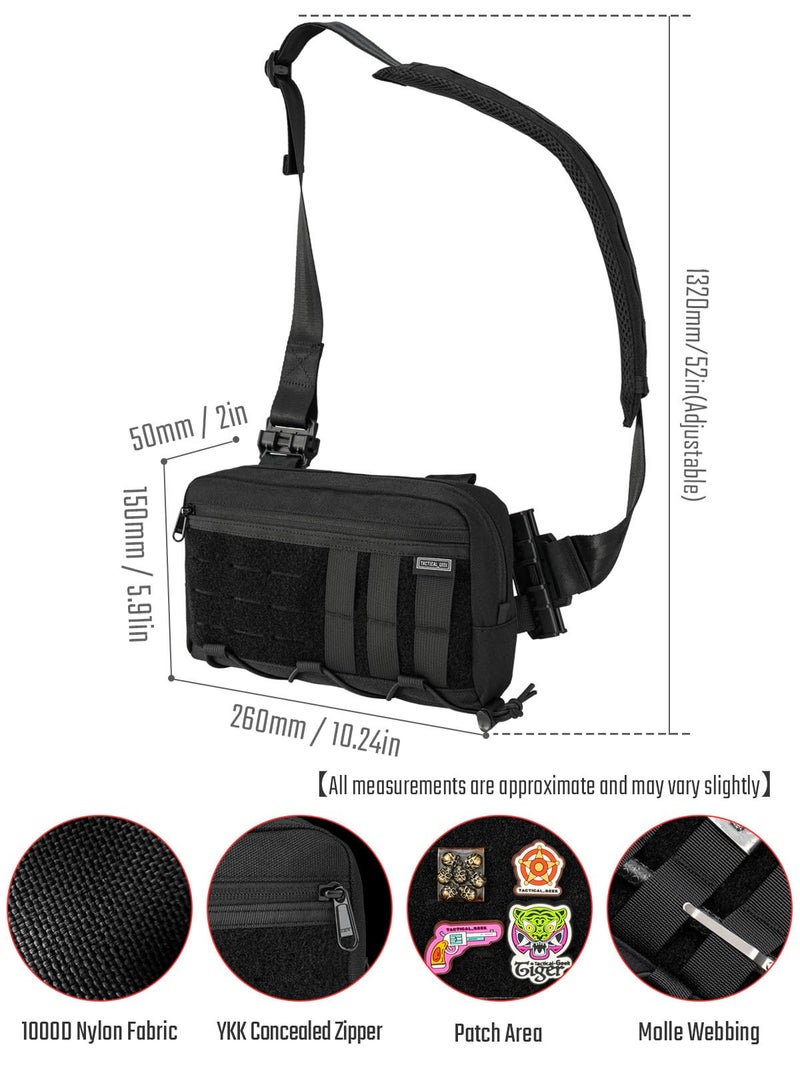 TACTICAL_GEEK Cache L3C EDC Sling Bag Chest, Lightweight Shoulder Daypack, Travel Hiking Concealed Carry, Crossbody Bag, Tactical Backpack, Hiking Ambidextrous Strap (1000D-Black) - Image 3