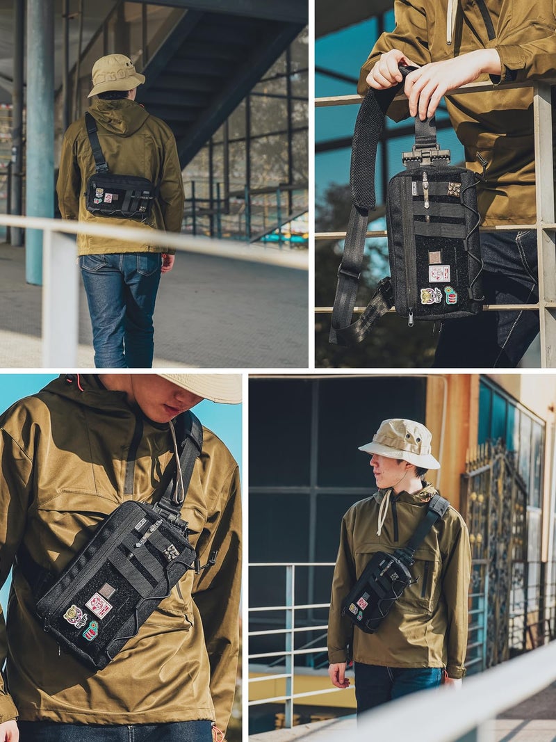 TACTICAL_GEEK Cache L3C EDC Sling Bag Chest, Lightweight Shoulder Daypack, Travel Hiking Concealed Carry, Crossbody Bag, Tactical Backpack, Hiking Ambidextrous Strap (1000D-Black) - Image 2
