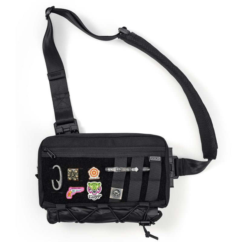 TACTICAL_GEEK Cache L3C EDC Sling Bag Chest, Lightweight Shoulder Daypack, Travel Hiking Concealed Carry, Crossbody Bag, Tactical Backpack, Hiking Ambidextrous Strap (1000D-Black) - Image 1