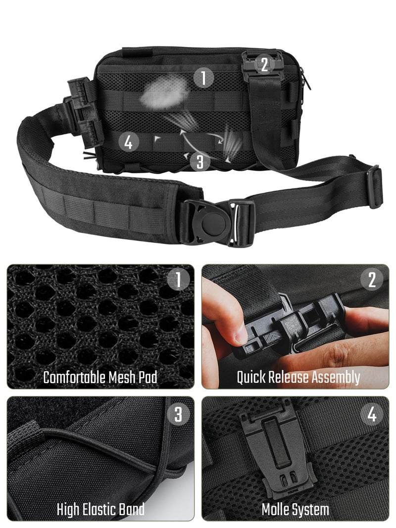 TACTICAL_GEEK Cache L3C EDC Sling Bag Chest, Lightweight Shoulder Daypack, Travel Hiking Concealed Carry, Crossbody Bag, Tactical Backpack, Hiking Ambidextrous Strap (1000D-Black) - Image 4