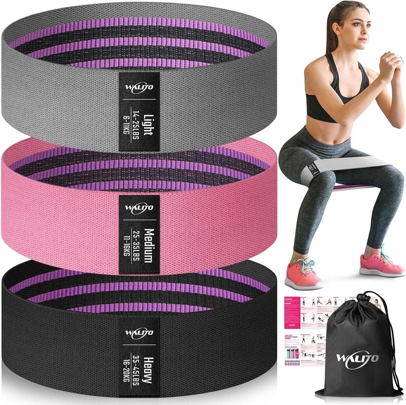 WALITO Resistance Bands for Working Out, Fabric Exercise Bands for Legs and Butt, Workout Bands for Women and Men, Booty Band for Yoga Starter Set, Pilates, Rehab, Fitness and Home Workout - Image 1