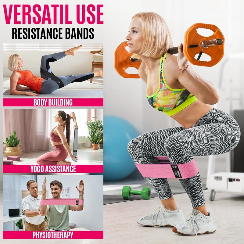WALITO Resistance Bands for Working Out, Fabric Exercise Bands for Legs and Butt, Workout Bands for Women and Men, Booty Band for Yoga Starter Set, Pilates, Rehab, Fitness and Home Workout - Image 5