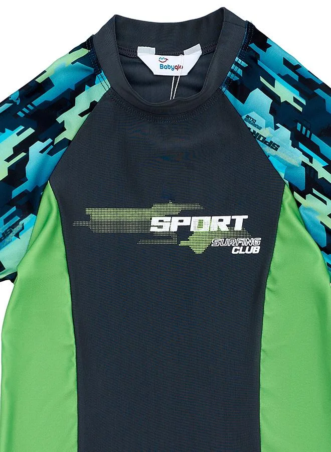 babyqlo Sport Camo 3 Pc Boys Swimsuit Set Green