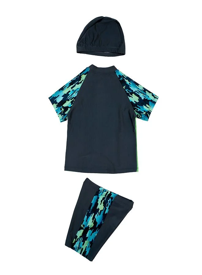 babyqlo Sport Camo 3 Pc Boys Swimsuit Set Green