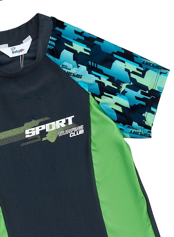 babyqlo Sport Camo 3 Pc Boys Swimsuit Set Green