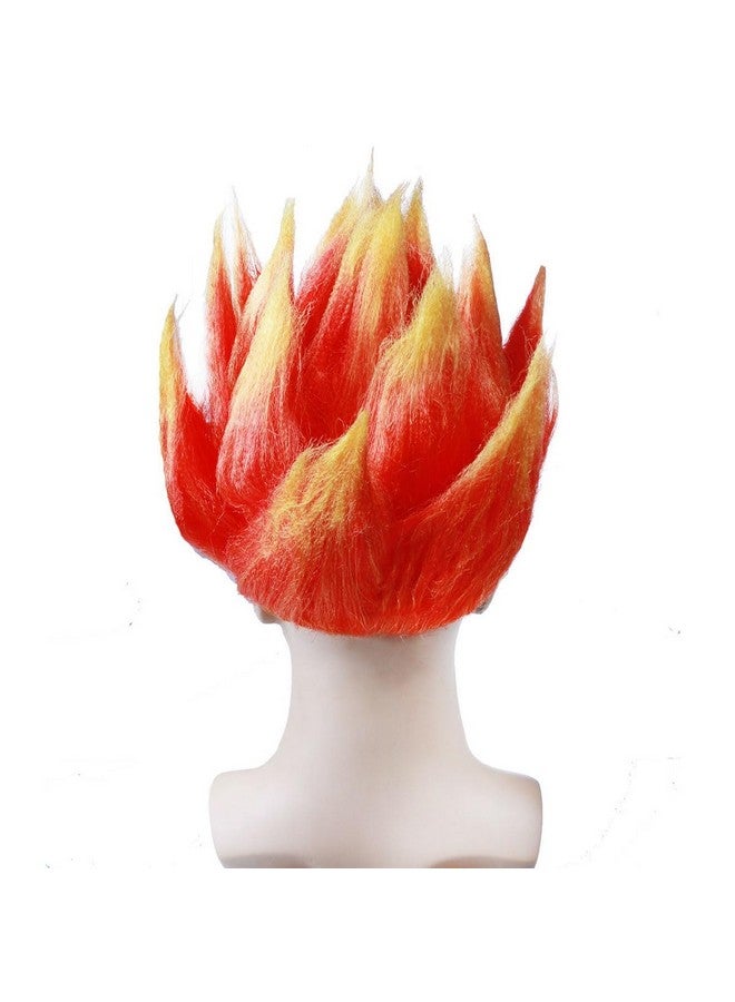 RightOn 11 Inches Flame Wig Costume Wig Pre-Styled Fire Wigs Synthetic Wig for Cosplay Halloween Party Wig Cap Include - Image 4