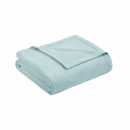 madison park Madison Park Liquid Cotton Luxury Blanket Premium Soft Cozy 100 Ring Spun Cotton For Bed  Couch or Sofa King Light Blue 