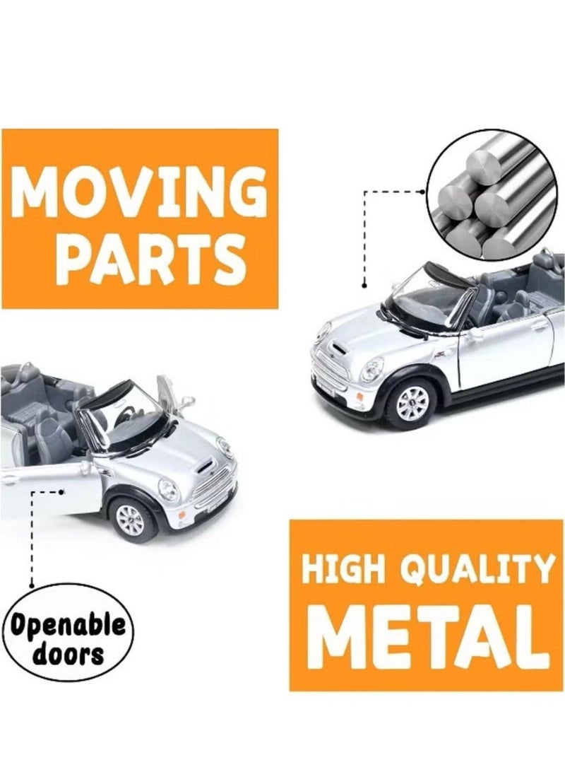 كين سمارت سيارة ميني كوبر إس كابريوليه مصبوبة بمقياس 1:36 - آلية سحب للخلف مع أبواب قابلة للفتح - Image 5