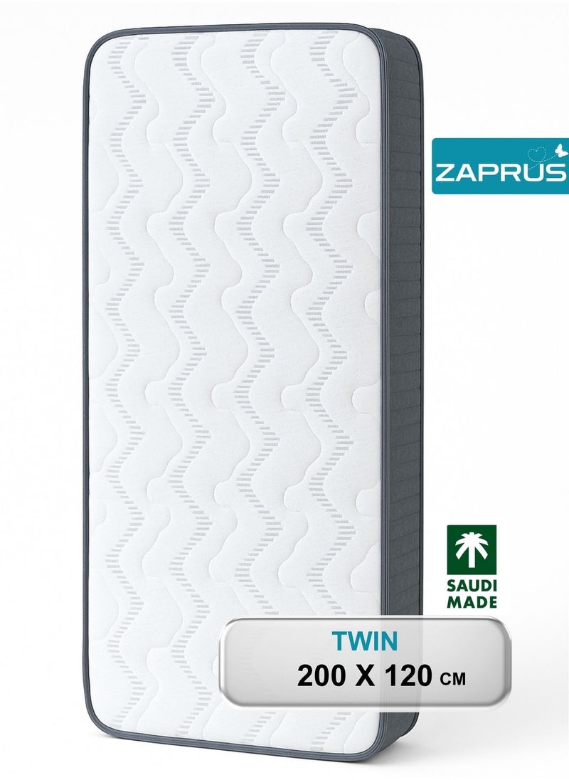 Zaprus Premium Mattress (200x120) - Breathable, High-Density Foam, Hypoallergenic, Non-Removable Cotton Cover - Promotes Restful Sleep for Adults & Children  - Image 1