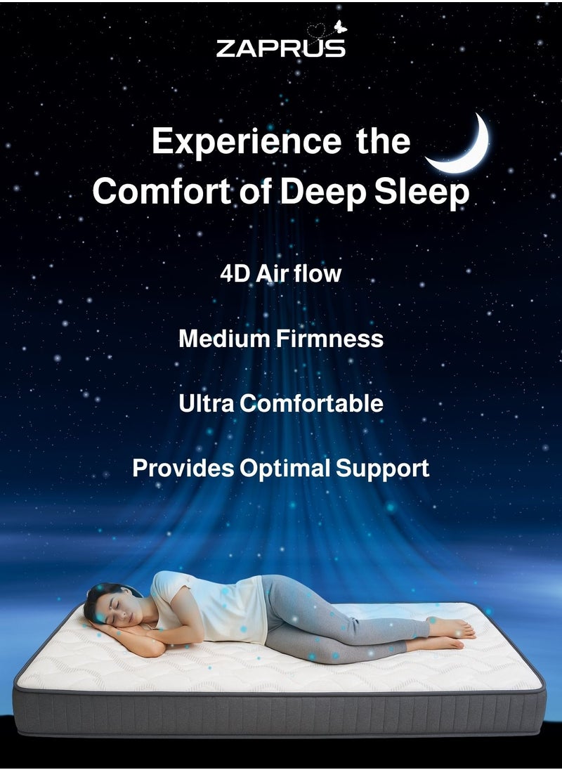 Zaprus Premium Mattress (200x120) - Breathable, High-Density Foam, Hypoallergenic, Non-Removable Cotton Cover - Promotes Restful Sleep for Adults & Children  - Image 2