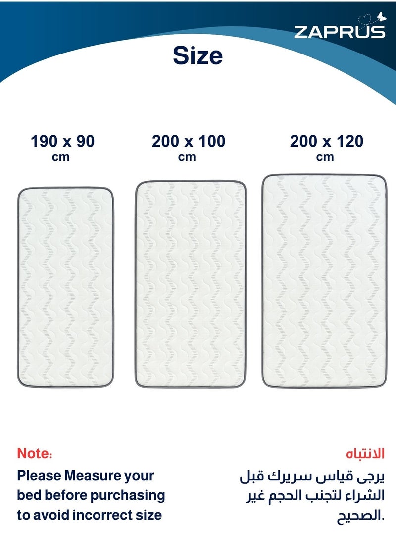 Zaprus Premium Mattress (200x120) - Breathable, High-Density Foam, Hypoallergenic, Non-Removable Cotton Cover - Promotes Restful Sleep for Adults & Children  - Image 5