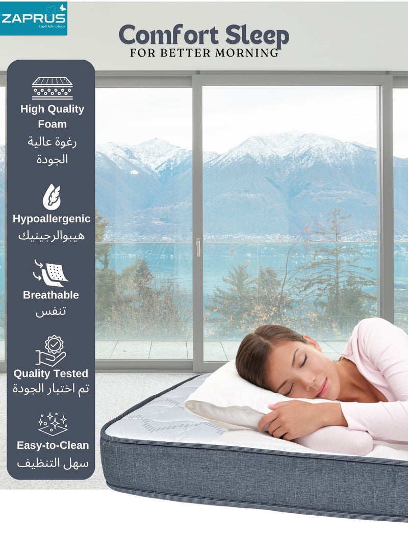 Zaprus Premium Mattress (200x120) - Breathable, High-Density Foam, Hypoallergenic, Non-Removable Cotton Cover - Promotes Restful Sleep for Adults & Children  - Image 3
