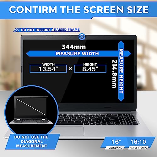 ZOEGAA 16 Inch Laptop Privacy Screen Filter for 16:10 Widescreen Display 13.54"x8.45" - Laptop Screen Privacy Shield and Anti Blue Light Anti Glare Screen Protector - Image 2