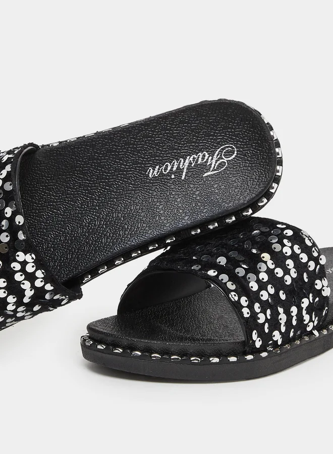 Styli Styli Embellished Sequins Flat Sandals