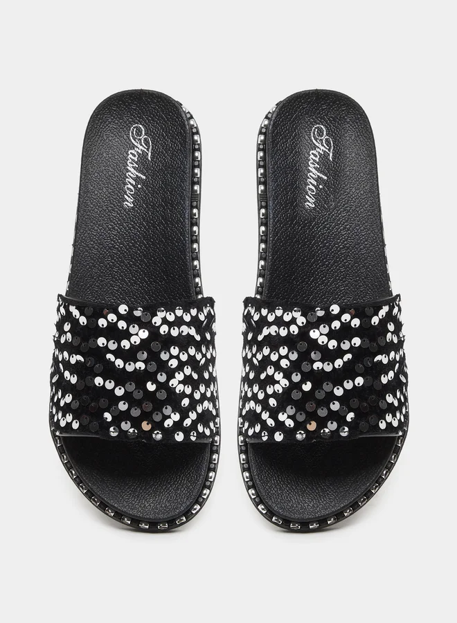 Styli Styli Embellished Sequins Flat Sandals