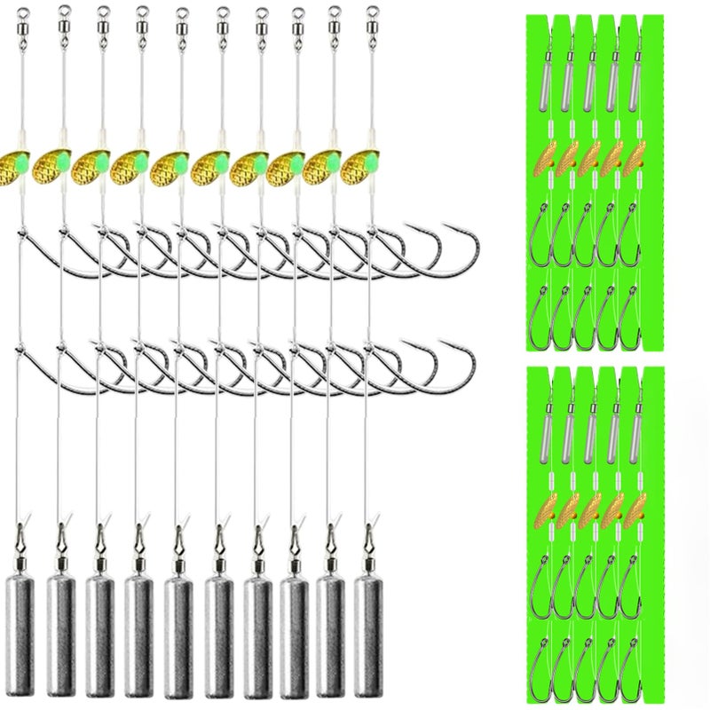 DAMIDEL 10Pcs Drop Shot Ready Rigs Kit with 2 Fishing Wacky Hooks,No Snag Skinny Sinker(1/2oz,3/8oz,1/4oz.1/5oz.), Spinner Bladesï¼Œ Fishing Bass Rig Cylinder Saltwater Freshwater 5g - Image 1