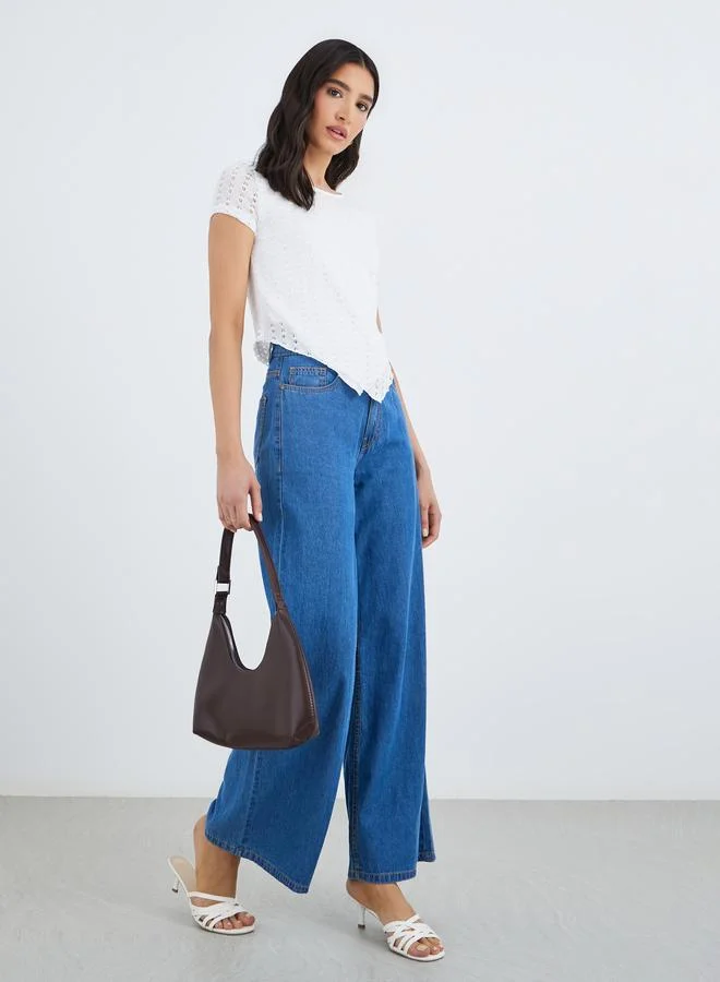 تايك تو بلوزة محبوكة بحافة غير متماثلة