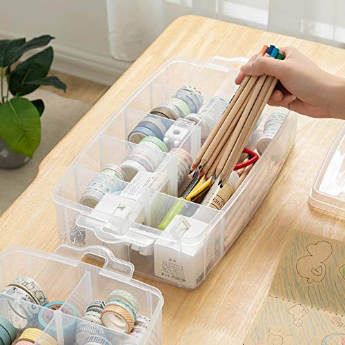 Sooyee 3-Layer Things & Crafts Storage Box with 30 Adjustable Compartments for Organizing Washi Tape, Embroidery Accessories, Threads Bobbins, Kids Toy, Nail Polish, Jewelry - Large - Image 3