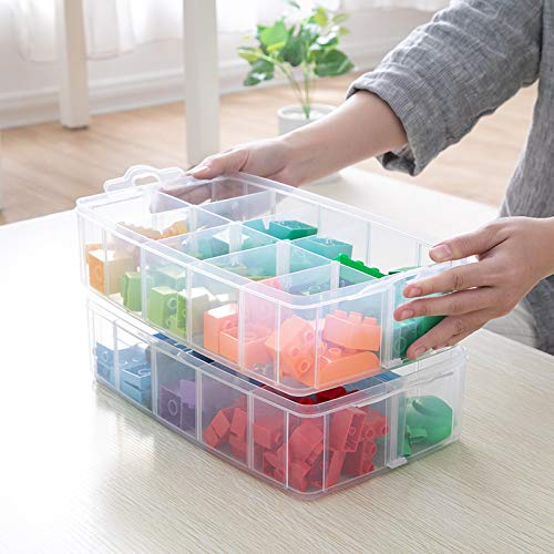 Sooyee 3-Layer Things & Crafts Storage Box with 30 Adjustable Compartments for Organizing Washi Tape, Embroidery Accessories, Threads Bobbins, Kids Toy, Nail Polish, Jewelry - Large - Image 5
