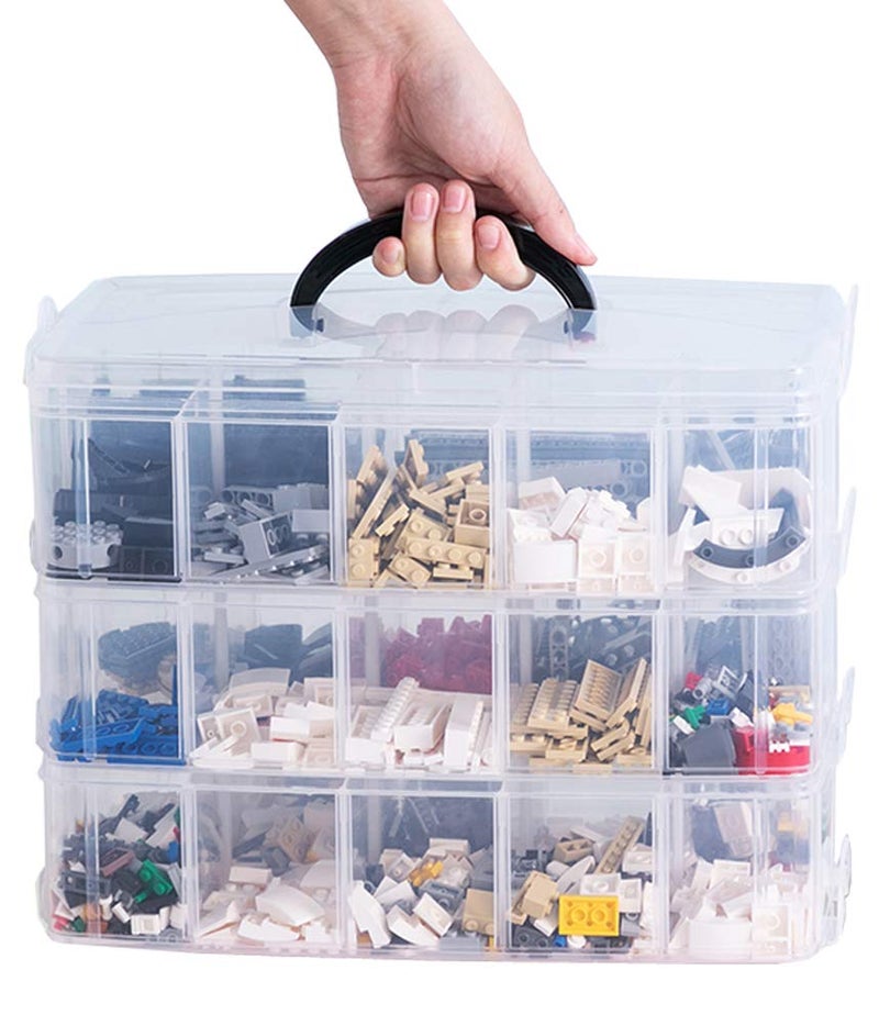 Sooyee 3-Layer Things & Crafts Storage Box with 30 Adjustable Compartments for Organizing Washi Tape, Embroidery Accessories, Threads Bobbins, Kids Toy, Nail Polish, Jewelry - Large - Image 1