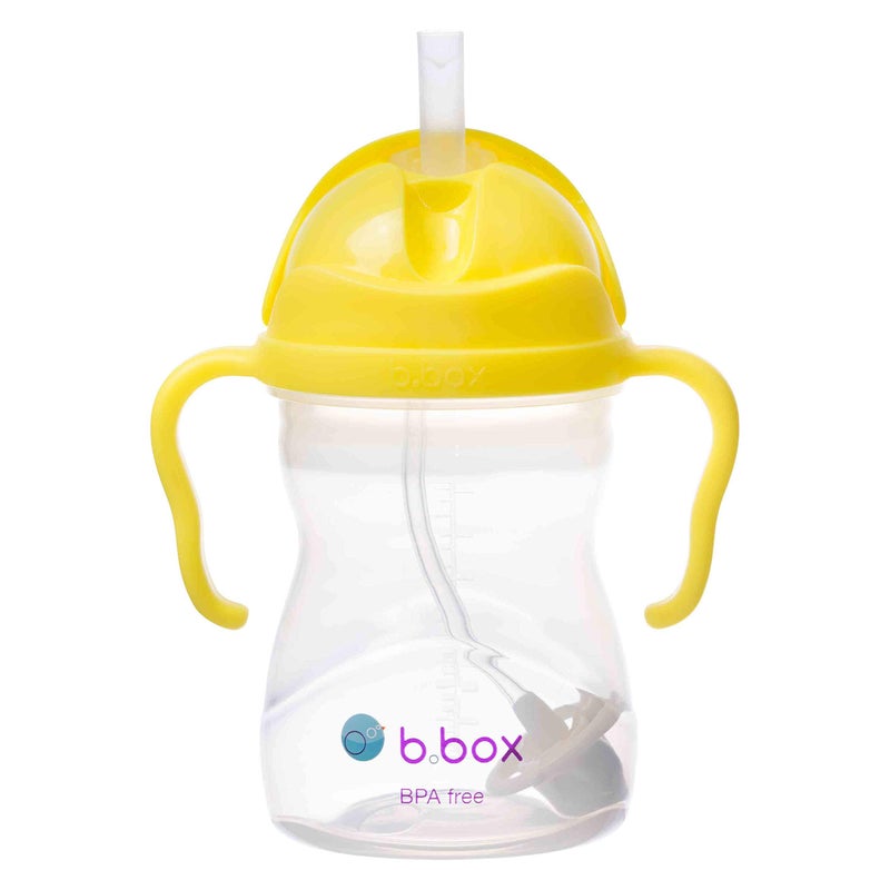 b.box Sippy Cup with Weighted Straw. Drink from any Angle, Leak Proof, Spill Proof, Easy Grip. BPA Free, Dishwasher Safe. For Babies 6m+ to Toddlers (Lemon, 8oz) - Image 1