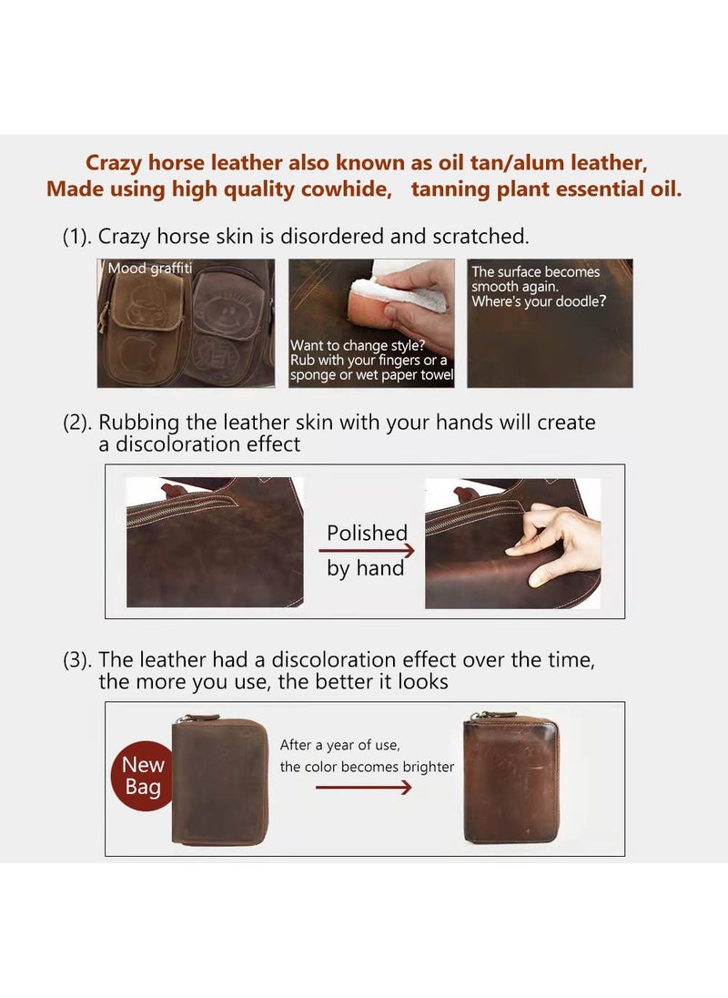 TeeLiy Tooling Leather Square 1.8-2.0MM Thick Genuine Top Full Grain Oil Tan Crazy Horse Cowhide Leather Sheets for Crafts Tooling Sewing Wallet Earring Hobby (Brown, 8"x12")  - Image 5