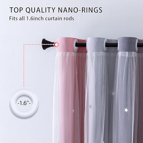 XiDi Dream Star Blackout Curtains for Kids Rooms Girl Princess Curtain for Daughter Bedroom Window (Pink Grey, W34 X L63) - Image 4