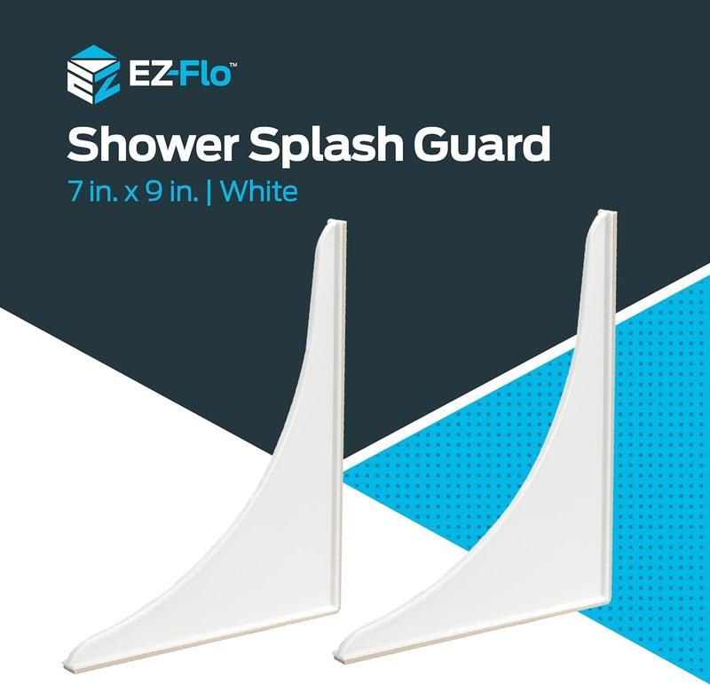 EZ-FLO 7 x 9 Inch White Bathroom Shower Splash Guard - Pack of 2 - Image 2