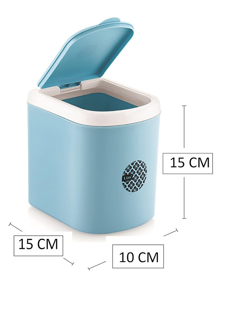 Nabhya مجموعة من 2 قطعة سلة مهملات صغيرة مفتوحة من البلاستيك للتخلص من النفايات للاستخدام في السيارة ومكتب العمل والمنزل (أزرق ورمادي) - Image 4