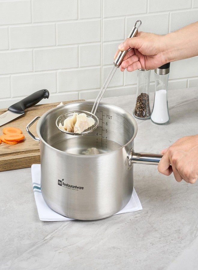 ريستورنت وير ملعقة تصفية المعكرونة المصنوعة من الفولاذ المقاوم للصدأ من ريستورانت وير - ملعقة سلكية بمقبض مريح، مطابقة للمعايير الألمانية، آمنة للغسل في غسالة الأطباق - ملعقة سلكية لتصفية المعكرونة للطبخ والقلي - Image 5