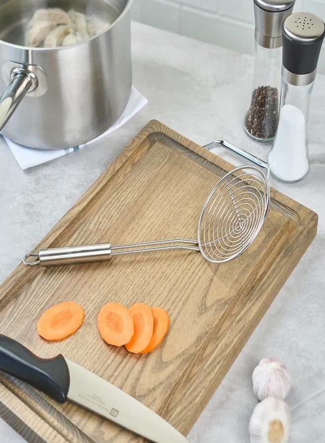 ريستورنت وير ملعقة تصفية المعكرونة المصنوعة من الفولاذ المقاوم للصدأ من ريستورانت وير - ملعقة سلكية بمقبض مريح، مطابقة للمعايير الألمانية، آمنة للغسل في غسالة الأطباق - ملعقة سلكية لتصفية المعكرونة للطبخ والقلي - Image 4