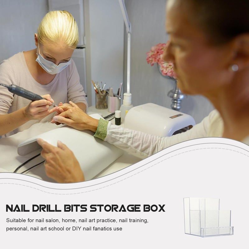 HOOTNEE Nail Drill Bits Storage Box with Manicure Polishing Head Organizer Plastic Manicure Case for Nail Techs - Image 4