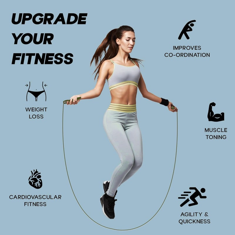 Konex Skipping Rope for Men & Women | Adjustable Jump Rope for Fitness, Weight Loss, Cardio, Home Workout & Gym Training - Image 5