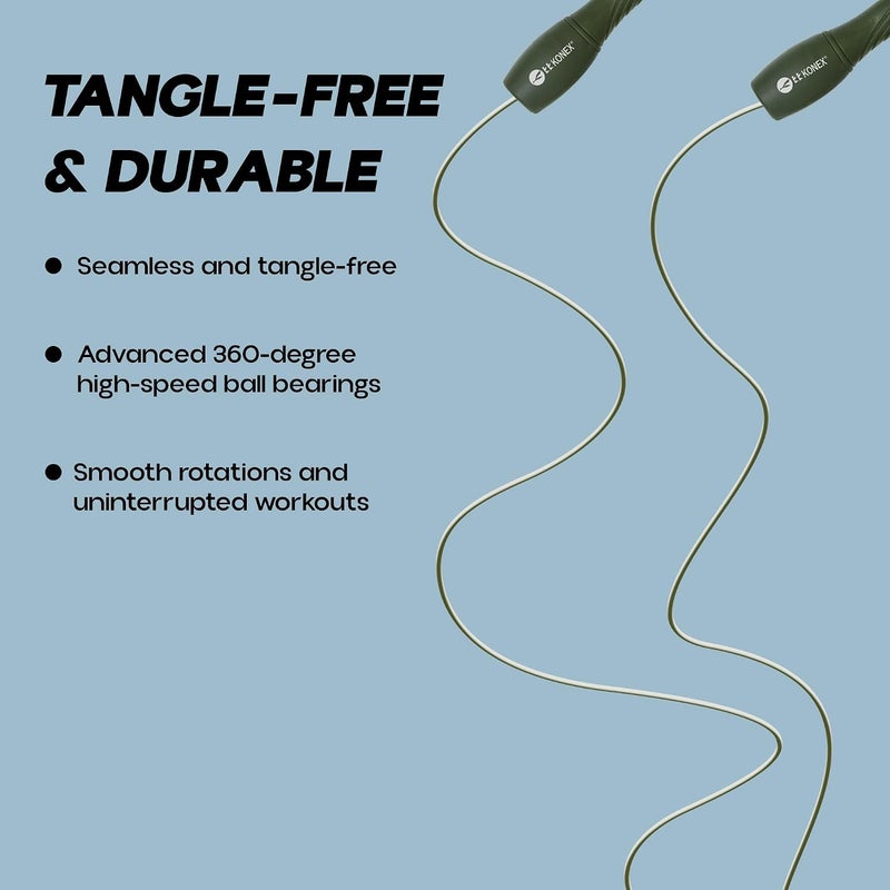 Konex Skipping Rope for Men & Women | Adjustable Jump Rope for Fitness, Weight Loss, Cardio, Home Workout & Gym Training - Image 2