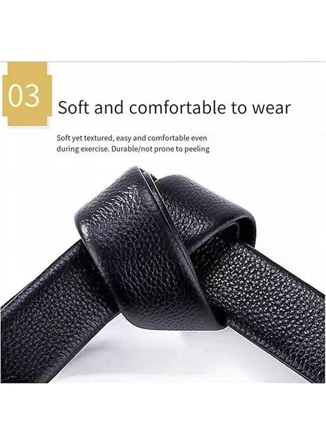 New men's leather textured belt with automatic buckle groove young and middle-aged belts - Image 4