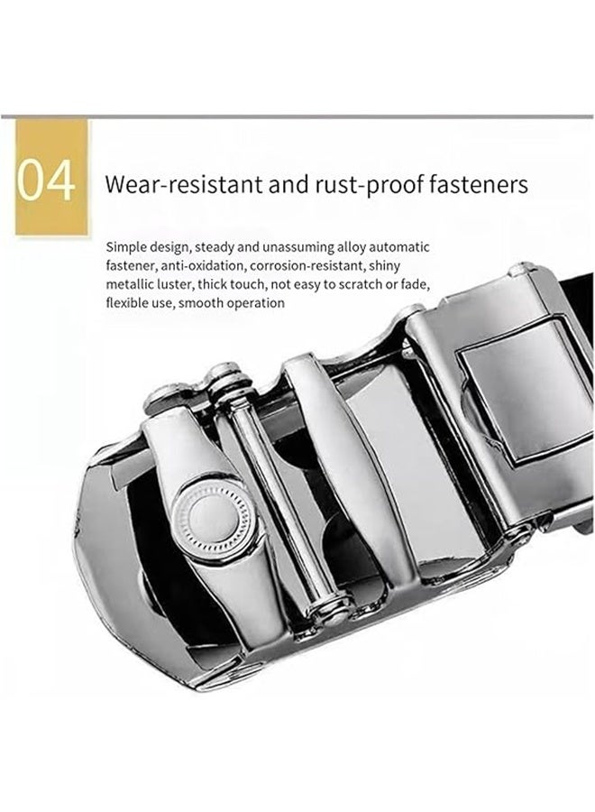 New men's leather textured belt with automatic buckle groove young and middle-aged belts - Image 5