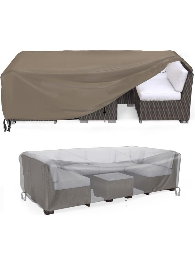 INFOSUN Outdoor Furniture Cover 84" L x 52" W x 29" H , Premium Quality Patio Furniture Covers Dust Proof Anti-UV Heavy Duty Durable Sofa Sectional Table & Chair Cover Large (Brown) - Image 1