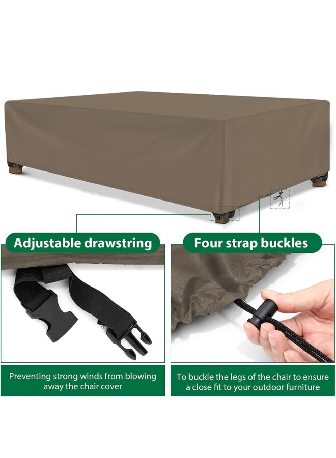 INFOSUN Outdoor Furniture Cover 84" L x 52" W x 29" H , Premium Quality Patio Furniture Covers Dust Proof Anti-UV Heavy Duty Durable Sofa Sectional Table & Chair Cover Large (Brown) - Image 4